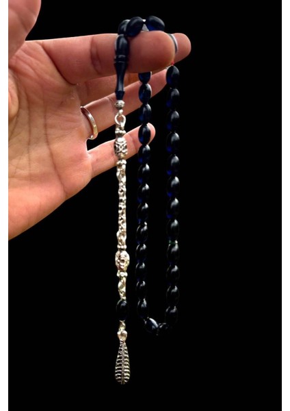 Sertifikalı Usta Işçilikli Sıkma Sistemli Siyah Mavi Iç Renk Ateş Kehribar Tesbih fiyatları