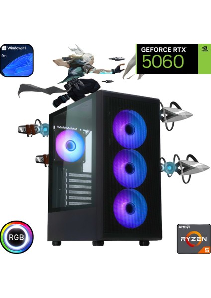 Ryzen 5 7500F 32GB Ddr5 1tb SSD Rtx 5060 Windows 11 Pro Oyuncu Bilgisayarı