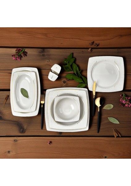 12 Kişilik Yemek Takımı Line Karebone