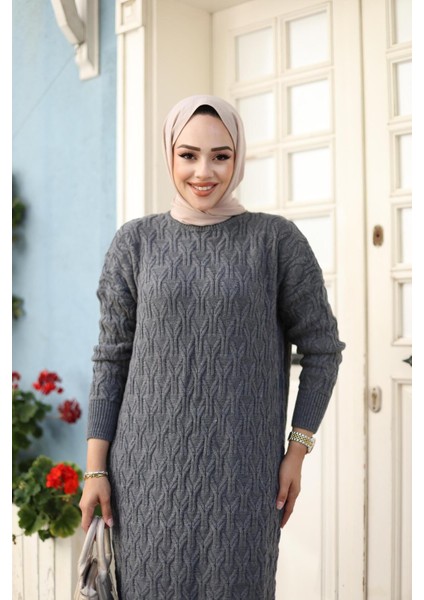 Kadın Örme Desenli Triko Tesettür Elbise fırsatları