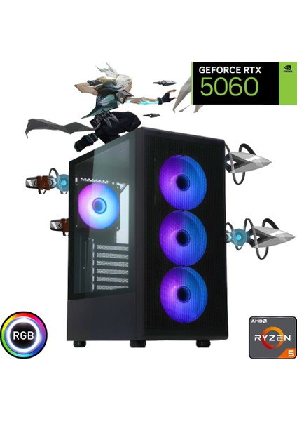 Ryzen 5 7500F 16GB Ddr5 2tb SSD Rtx 5060 Masaüstü Bilgisayar