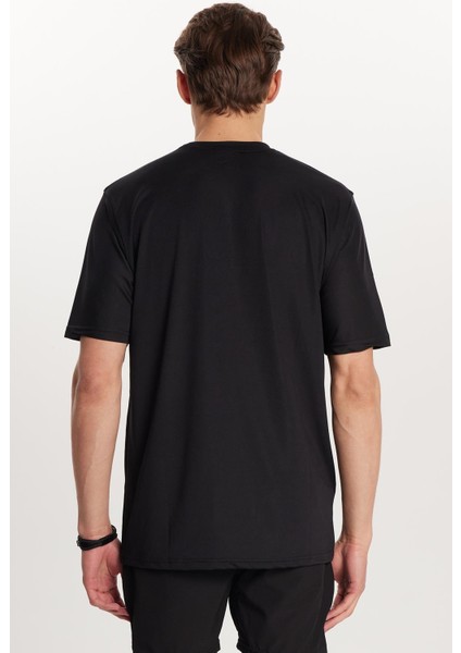 Erkek Standart Fit Pamuklu Düz Basic Baskılı Bisiklet Yaka siyah Tişört fırsatları