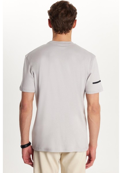Erkek Slim Fit Dar Kesim Pamuklu Düz Basic Baskılı Bisiklet Yaka Gri Tişört indirimleri