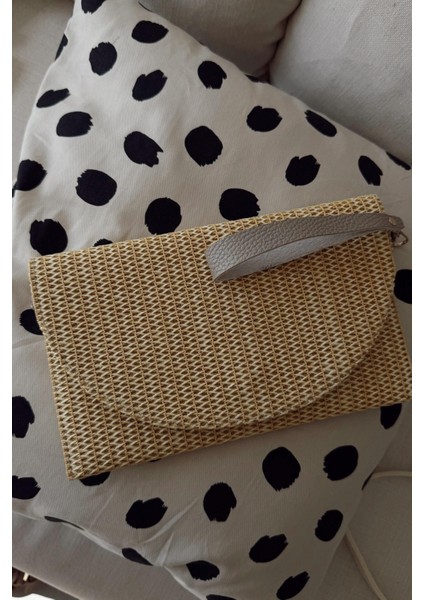 Lumi Hasır Hardal Clutch fiyatları