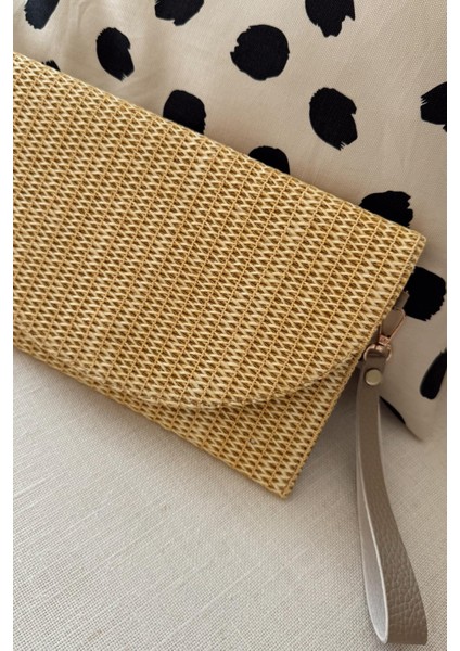 Lumi Hasır Hardal Clutch modelleri