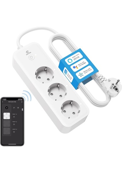 Akıllı Wlan Çoklu Priz, 3 Ac, Alexa ve Google Uyumlu, 1,5 M