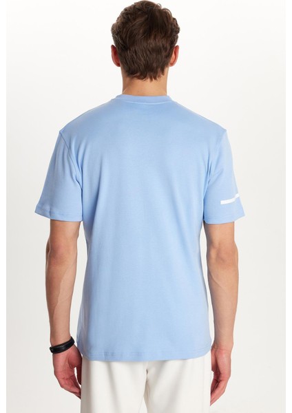 Erkek Slim Fit Dar Kesim Pamuklu Düz Basic Baskılı Bisiklet Yaka Mavi Tişört fırsatları