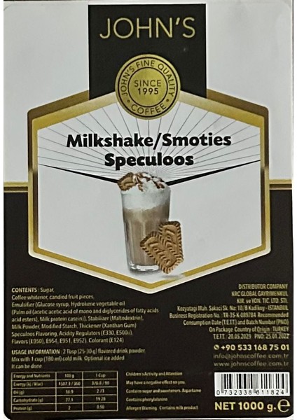 John's Lotus Milkshake Tozu 250 gr fiyatları