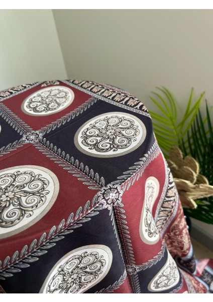 Vavscarfs Versa Desen Pamuk Ipek Şal Bordo-Lacivert fiyatları