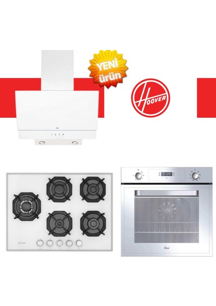 Lorento Ankastre Set BEYAZ(HOT3051WI/E + Eminçelik 22 386 S 5 Gözlü Yandan Wok + HDG6C2GWTK)