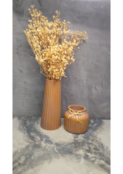 Iskandinav Çizgili 2' Li Dekoratif Vazo Takımı