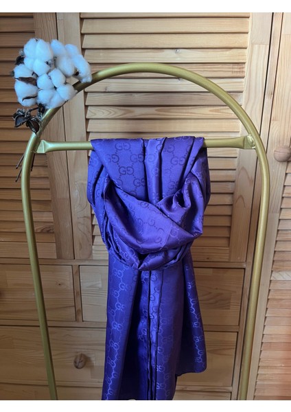 Vavscarfs G Desen Pamuk Jakar Şal Koyu Mor