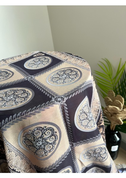 Vavscarfs Versa Desen Pamuk Ipek Şal Lacivert-Yeşil
