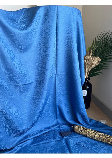 Vavscarfs Sarmaşık Etnik Desen Pamuk Jakar Şal Indigo