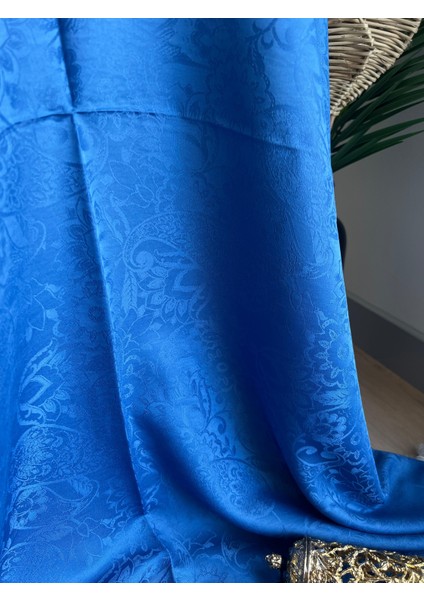 Vavscarfs Sarmaşık Etnik Desen Pamuk Jakar Şal Indigo