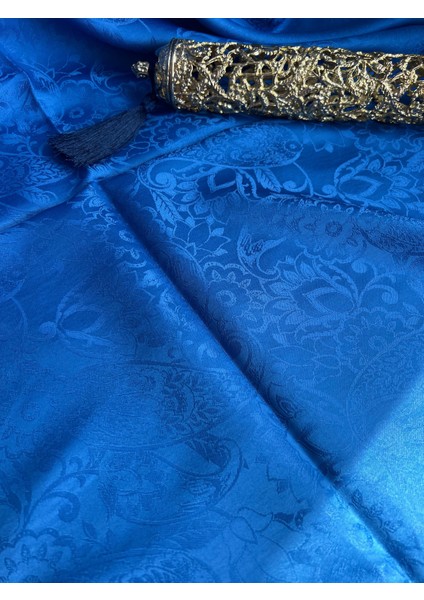 Vavscarfs Sarmaşık Etnik Desen Pamuk Jakar Şal Indigo