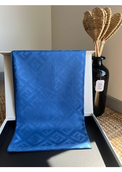 Vavscarfs F Desen Jakar Eşarp Saks Mavisi