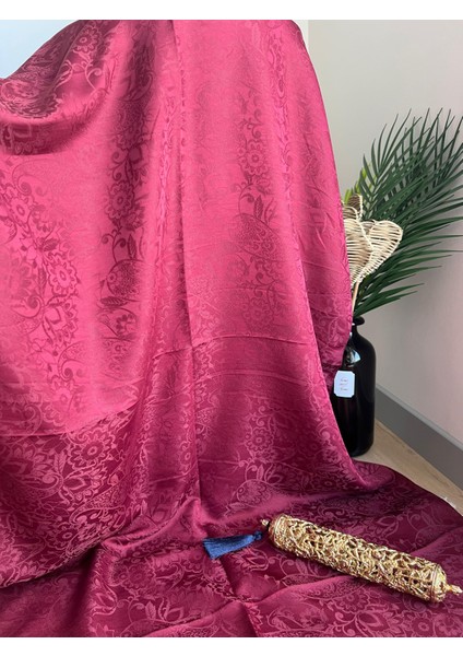 Vavscarfs Sarmaşık Etnik Desen Pamuk Jakar Şal Bordo