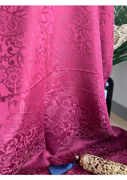 Vavscarfs Sarmaşık Etnik Desen Pamuk Jakar Şal Bordo