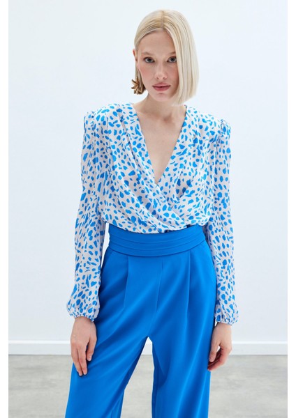 Kruvaze Desenli Bodysuit - Lacivert fiyatları