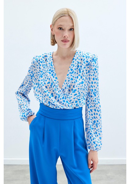 Kruvaze Desenli Bodysuit - Lacivert modelleri