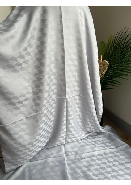 Vavscarfs Koza Desen Pamuk Jakar Şal Açık Gri