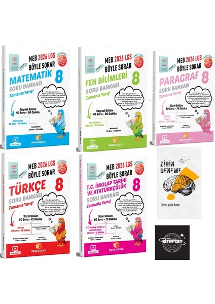 Sinan Kuzucu 2026 LGS Tüm Dersler ve Paragraf Soru Bankası Set+Zihin DENEME-K78