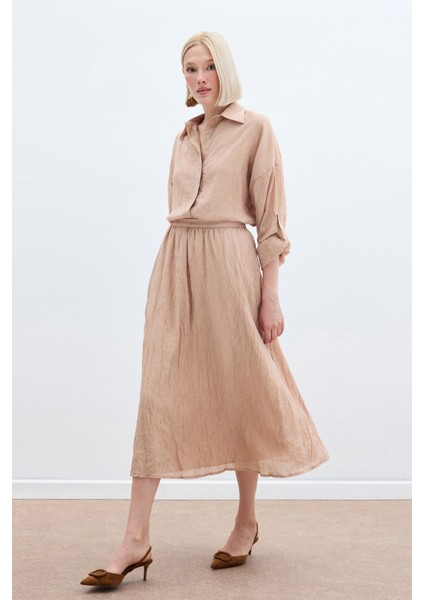 Kraşlı Kloş Etek - Pudra indirimleri