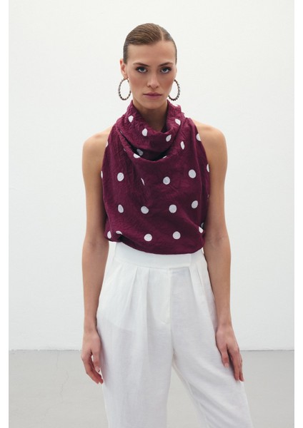 Kolsuz Puantiye Desenli Bluz - Bordo fiyatları