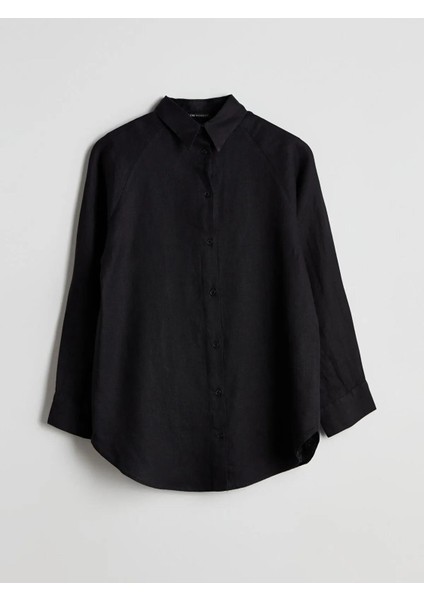 Lcw Modest Oversize %100 Keten Kadın Gömlek (S5)