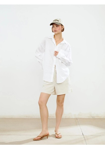 Xsıde Oversize %100 Keten Kadın Gömlek (S5) fiyatları