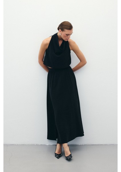 Yırtmaçlı Uzun Etek - Siyah indirimleri