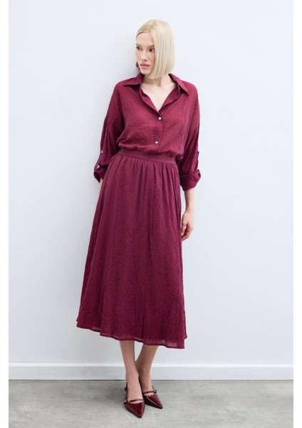 Kraşlı Kloş Etek - Bordo fırsatları