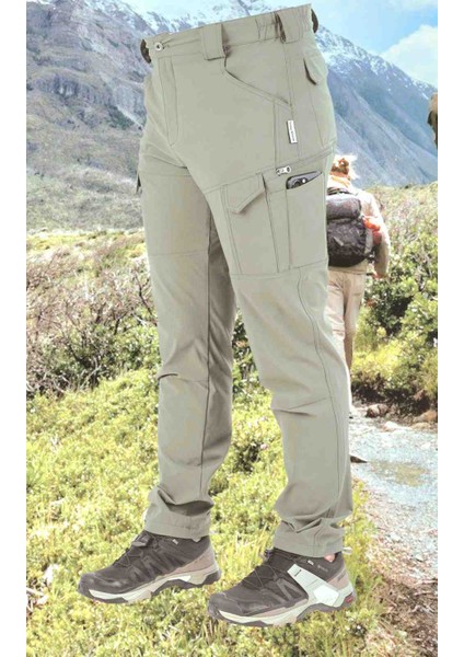 Outdoor Trekking Taktikal Likralı Doğa Yürüyüşü Su Itici 9826 Bej Renk Pantolon