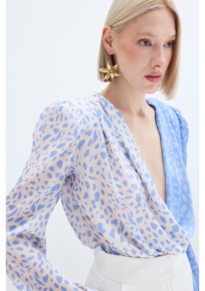 Kruvaze Desenli Bodysuit - Bebemavi Ekru fırsatları