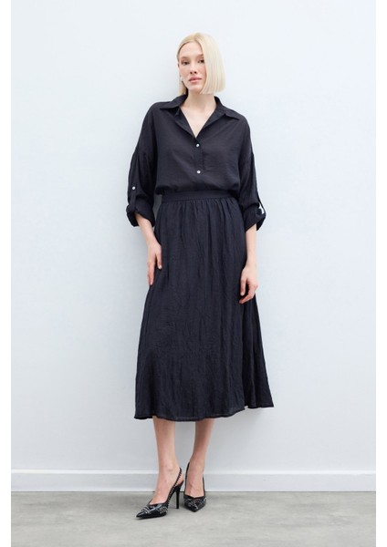 Kraşlı Kloş Etek - Antrasit indirimleri