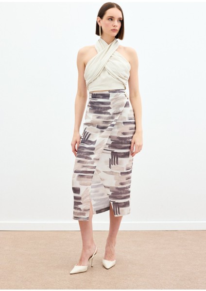 Desenli Keten Kalem Etek - Taş