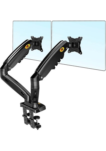 North Bayou F160 17-27 Inç Amortisörlü Çift Kol LCD LED Monitör Tutucu Askı Aparatı Hareketli Pc Monitör Tutacağı