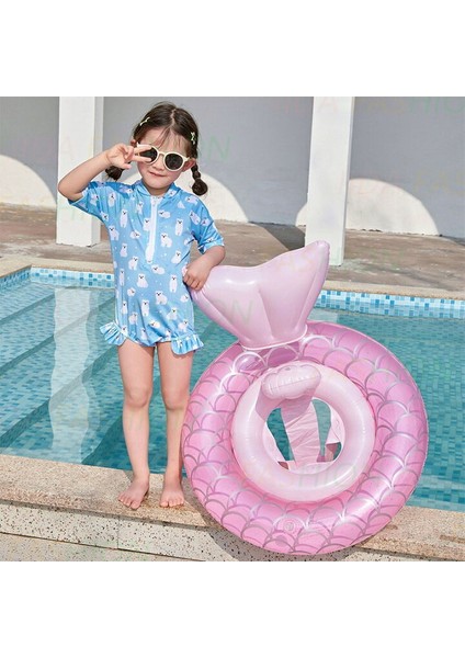 Deniz Kızı Kuyruklu Şişme Flatör | Sırt Destekli & Oturaklı Deniz Simidi | 3 + Yaş Baby Float