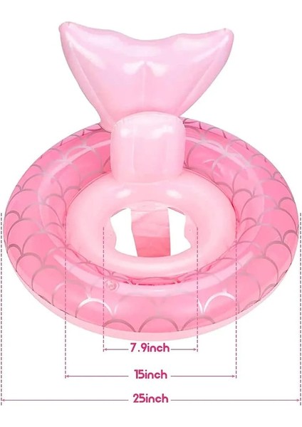 Deniz Kızı Kuyruklu Şişme Flatör | Sırt Destekli & Oturaklı Deniz Simidi | 3 + Yaş Baby Float