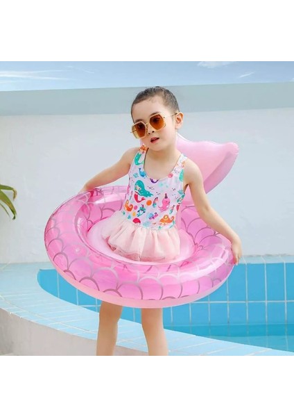 Deniz Kızı Kuyruklu Şişme Flatör | Sırt Destekli & Oturaklı Deniz Simidi | 3 + Yaş Baby Float