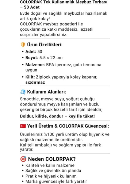 Tek Kullanımlık Torbası 50 Adet Kilitli Dondurucu Meyve Suyu Poşeti 5. 5X22CM modelleri