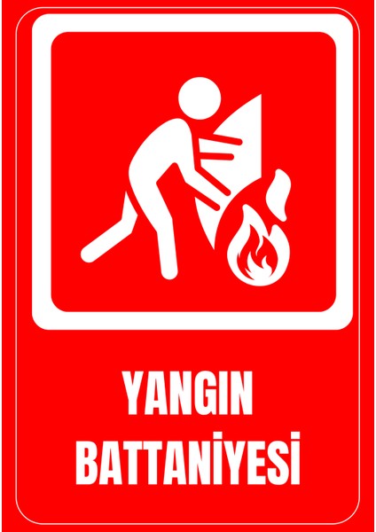 35 x 50 Yangın Battaniyesi Folyo Baskı Sticker Uyarı Levhası