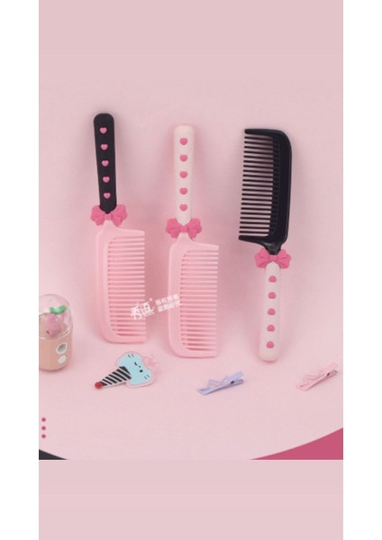 Pembe Fiyonklu Ribbon Y2K Lolita 1 Adet Saç Tarama Fırçası Tarak