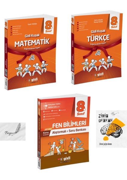 Gizli 8.sınıf Gizli Kuşak Matematik Türkçe Değerlendirme Föyleri Alıştırmalı Fen Bilimleri Soru Bankası Zihin Deneme