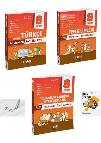Gizli 8.sınıf Alıştırmalı Türkçe Fen Bilimleri Inkılap Tarihi ve Atatürçülük Soru Bankası Zihin Deneme