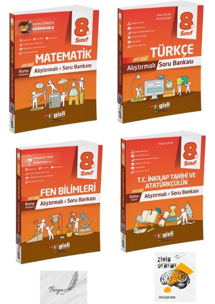 Gizli 8.sınıf Alıştrmalı Türkçe Matematik Fen Bilimleri Inkılap Soru Bankası Zihin Deneme