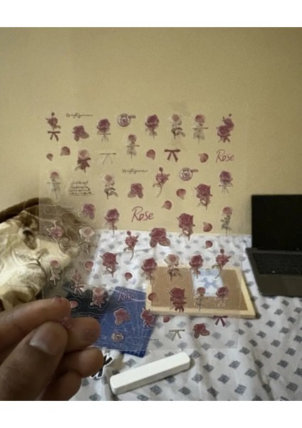 Kurutulmuş Gül Etiketi - Düz 1 Adet Vintage Kuru Gül Düz Etiket