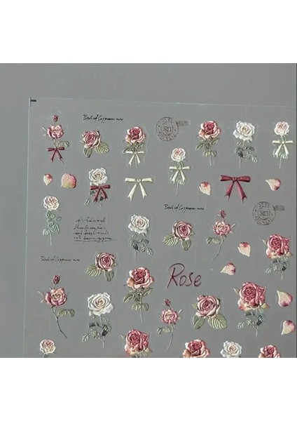 Kurutulmuş Gül Etiketi - Düz 1 Adet Vintage Kuru Gül Düz Etiket