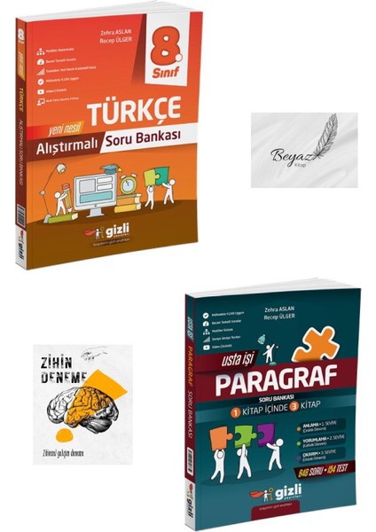 Gizli 8.sınıf Alıştırmalı Türkçe Paragraf Soru Bankası Zihin Deneme